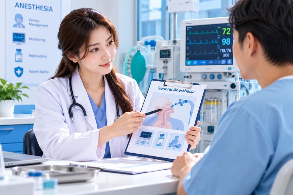Bác sĩ tư vấn cho người bệnh về chỉ định gây mê toàn thân trước phẫu thuật